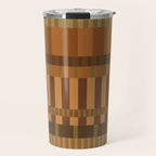 Midcentury Modern Blocks of Stripes neutral browns pattern Travel Mug Gallery Image 1