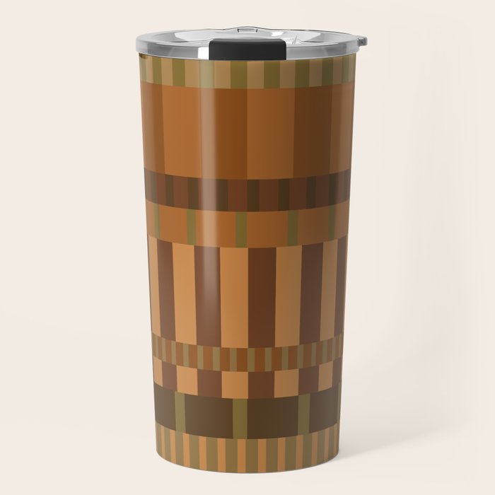 Midcentury Modern Blocks of Stripes neutral browns pattern Travel Mug Gallery Image 1