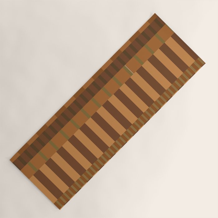 Midcentury Modern Blocks of Stripes neutral browns pattern Yoga Mat Gallery Image 1
