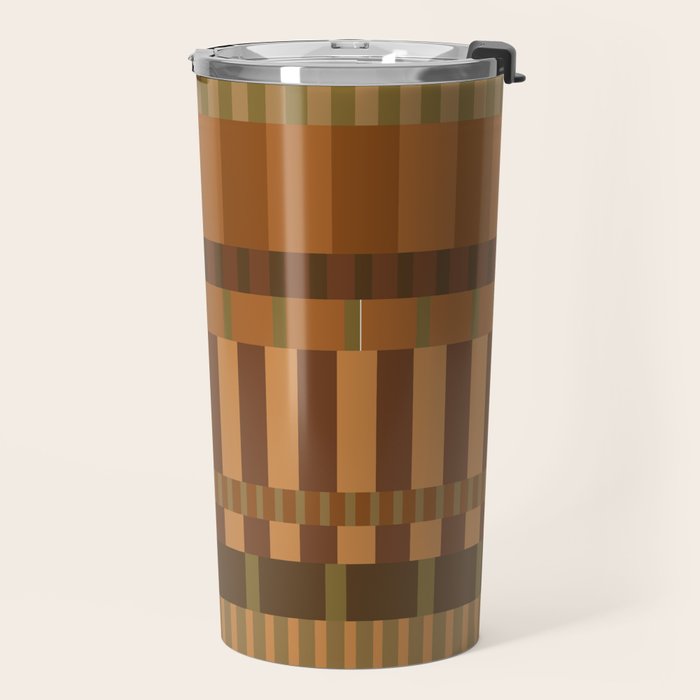 Midcentury Modern Blocks of Stripes neutral browns pattern Travel Mug Gallery Image 2