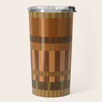 Midcentury Modern Blocks of Stripes neutral browns pattern Travel Mug Gallery Image 2