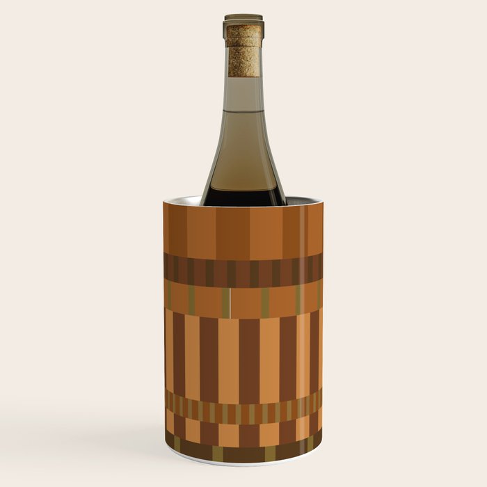 Midcentury Modern Blocks of Stripes neutral browns pattern Wine Chiller Gallery Image 3