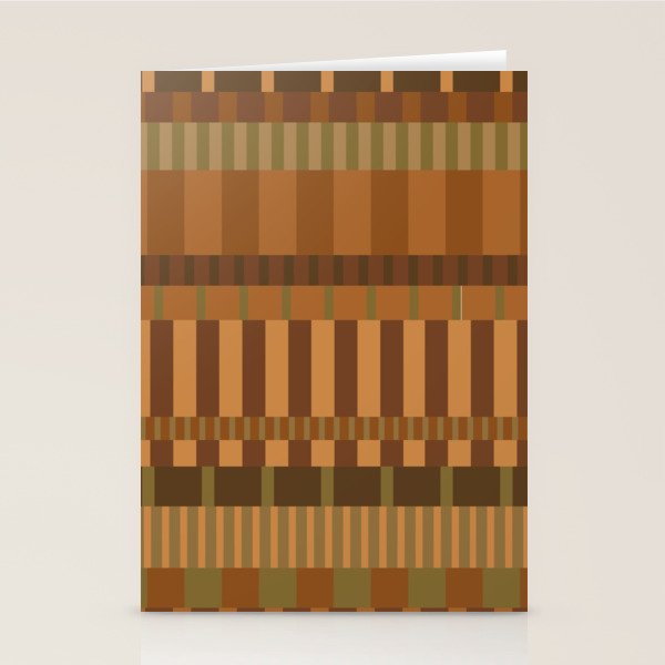 Midcentury Modern Blocks of Stripes neutral browns pattern Stationery Card Gallery Image 1
