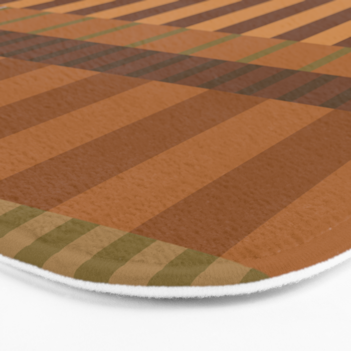 Midcentury Modern Blocks of Stripes neutral browns pattern Bath Mat Gallery Image 3