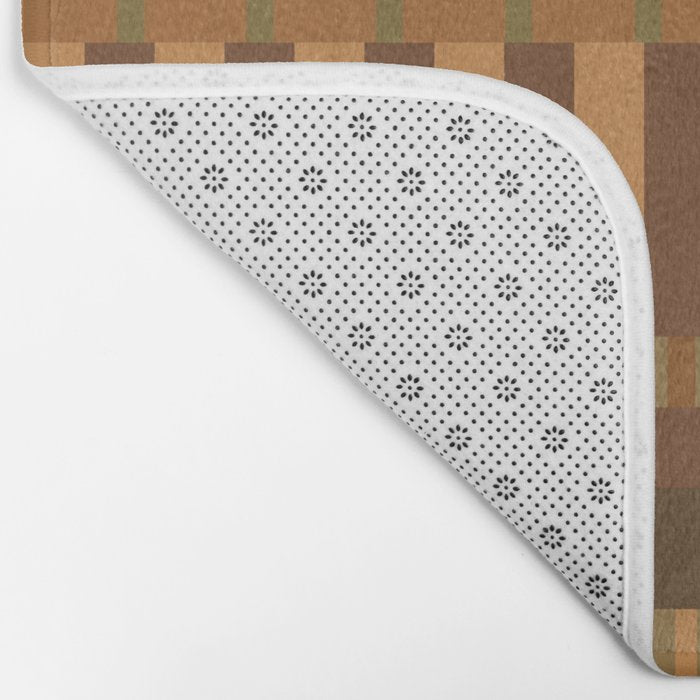 Midcentury Modern Blocks of Stripes neutral browns pattern Bath Mat Gallery Image 2