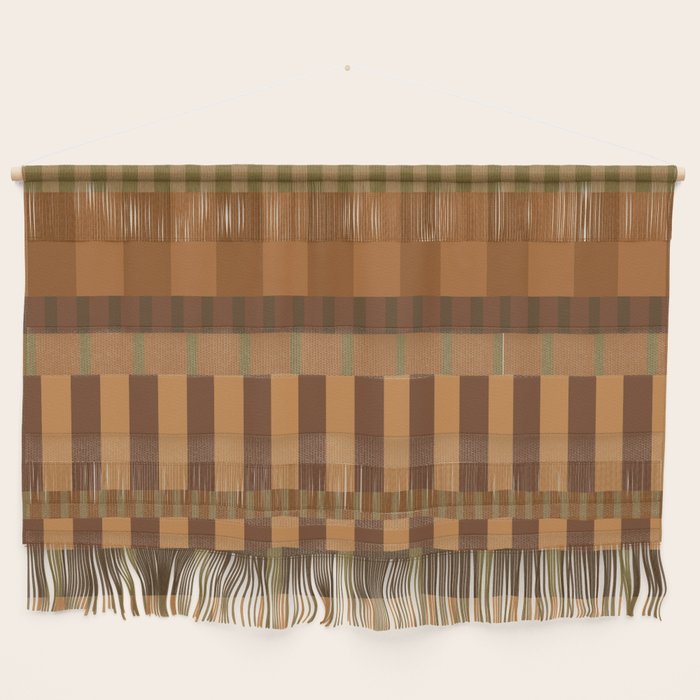 Midcentury Modern Blocks of Stripes neutral browns pattern Wall Hanging Gallery Image 1