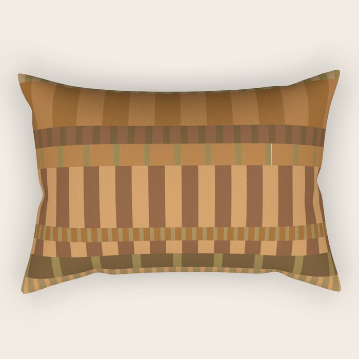 Midcentury Modern Blocks of Stripes neutral browns pattern Rectangular Pillow Gallery Image 2