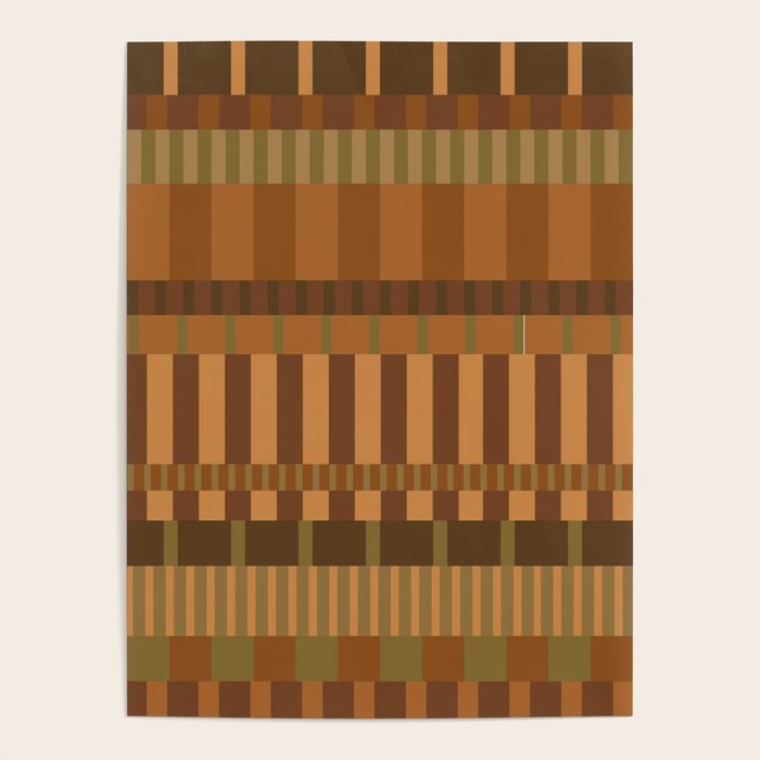 Midcentury Modern Blocks of Stripes neutral browns pattern Poster Gallery Image 4
