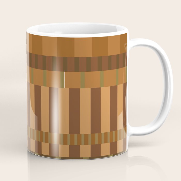 Midcentury Modern Blocks of Stripes neutral browns pattern Coffee Mug Gallery Image 1