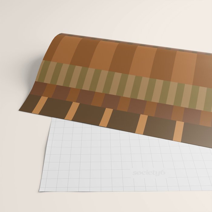 Midcentury Modern Blocks of Stripes neutral browns pattern Wrapping Paper Gallery Image 2