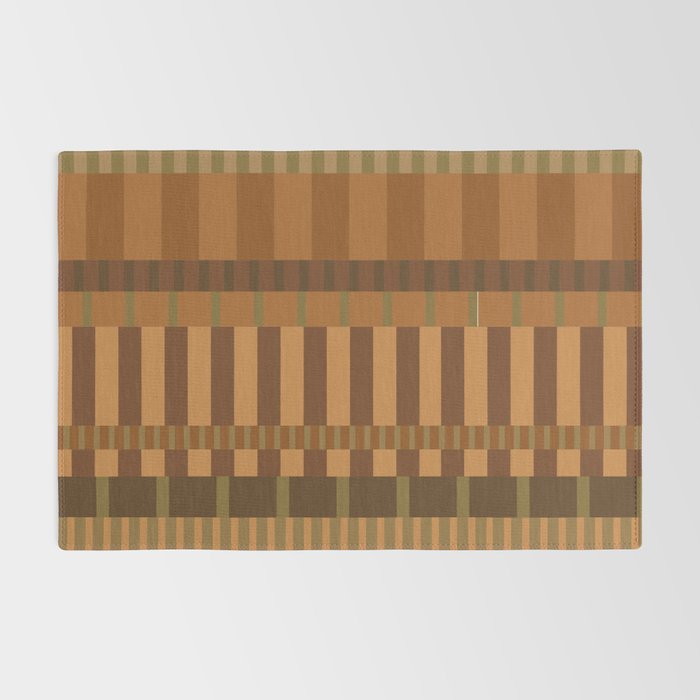 Midcentury Modern Blocks of Stripes neutral browns pattern Rug Gallery Image 2