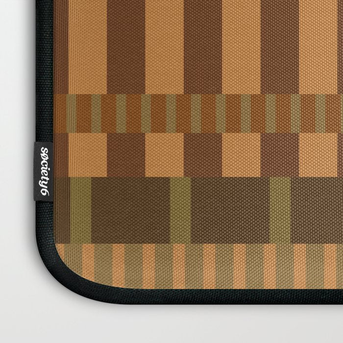 Midcentury Modern Blocks of Stripes neutral browns pattern Laptop Sleeve Gallery Image 3