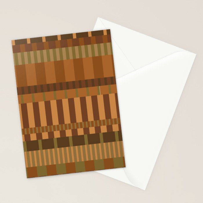 Midcentury Modern Blocks of Stripes neutral browns pattern Stationery Card Gallery Image 2