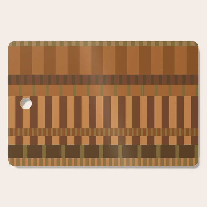 Midcentury Modern Blocks of Stripes neutral browns pattern Cutting Board Gallery Image 1