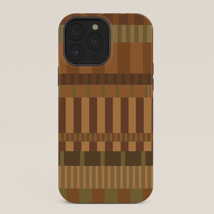 Midcentury Modern Blocks of Stripes neutral browns pattern iPhone Case Gallery Image 36