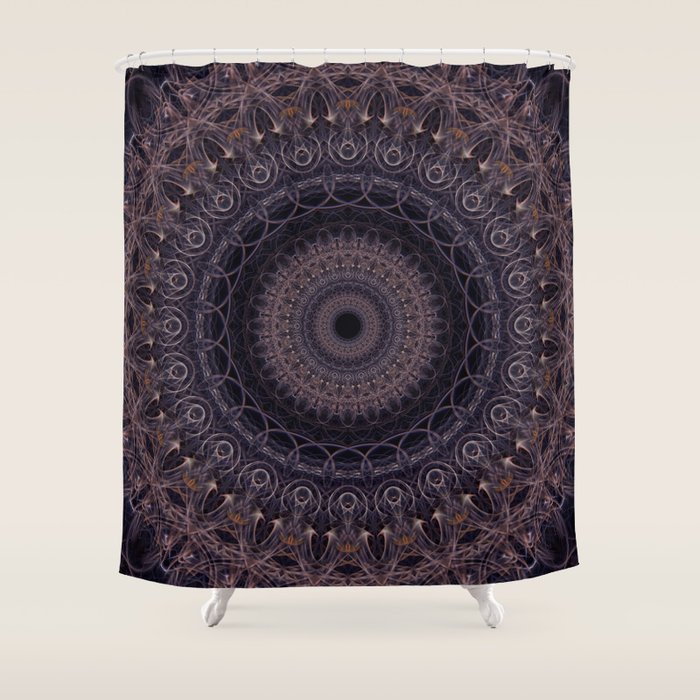 Mandala in cherry and plum tones Shower Curtain Gallery Image 1