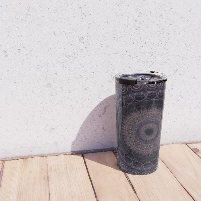 Mandala in cherry and plum tones Travel Mug Gallery Image 4