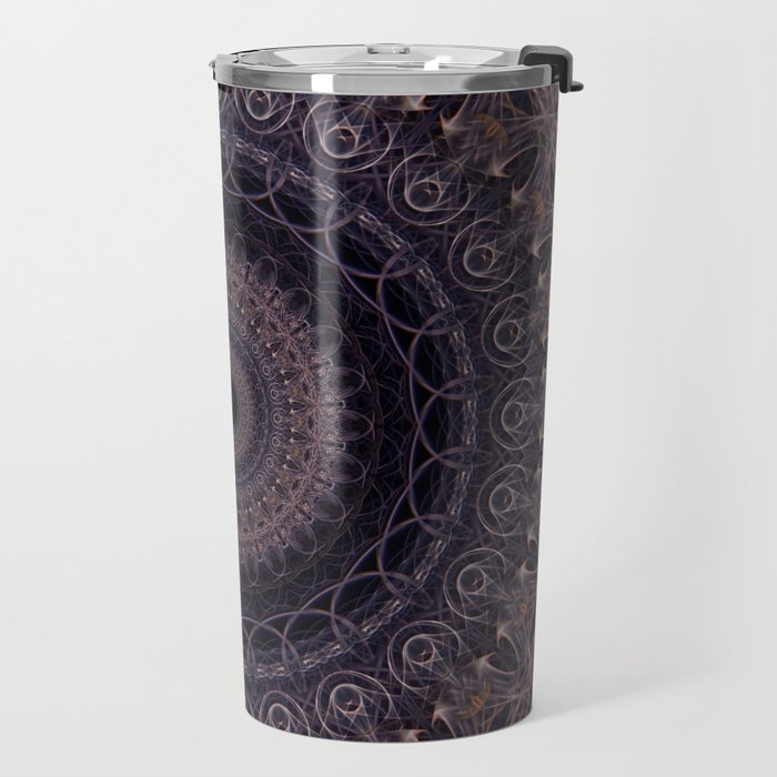 Mandala in cherry and plum tones Travel Mug Gallery Image 2