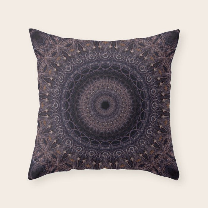 Mandala in cherry and plum tones Throw Pillow Gallery Image 6