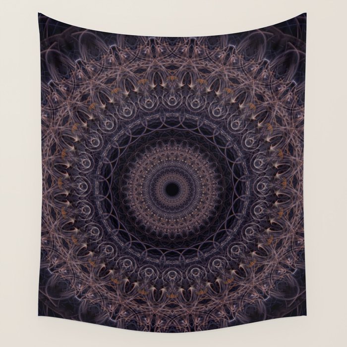 Mandala in cherry and plum tones Wall Tapestry Gallery Image 4
