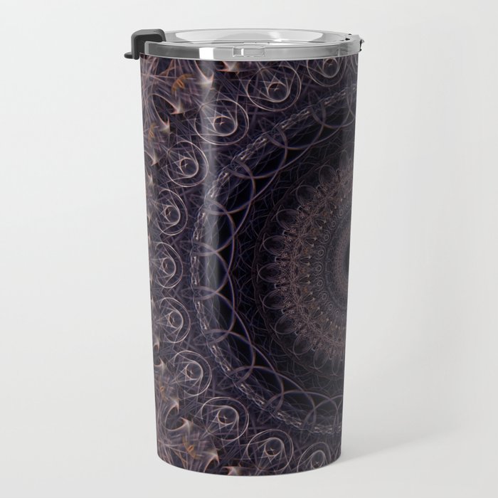Mandala in cherry and plum tones Travel Mug Gallery Image 3