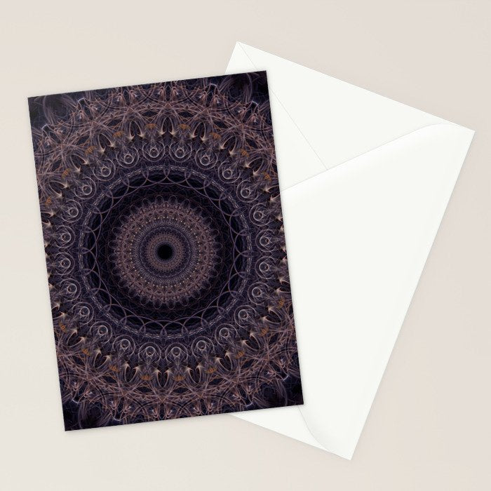Mandala in cherry and plum tones Stationery Card Gallery Image 2