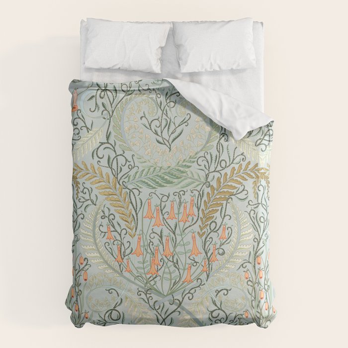 Woodland soil Morris style mint Duvet Cover Gallery Image 6