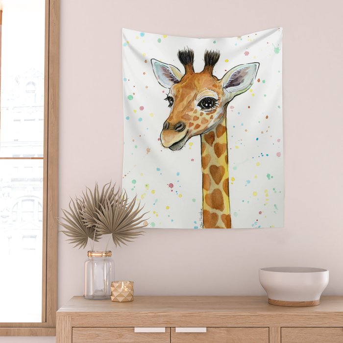 Baby Giraffe Wall Tapestry Gallery Image 2