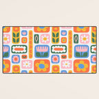 Vintage scandinavian floral art pattern Desk Mat Gallery Image 3