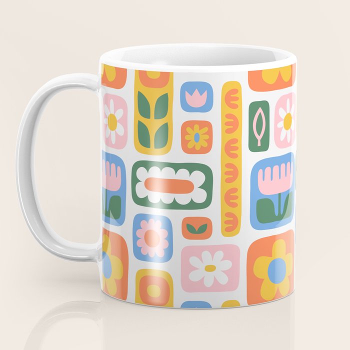 Vintage scandinavian floral art pattern Coffee Mug Gallery Image 3