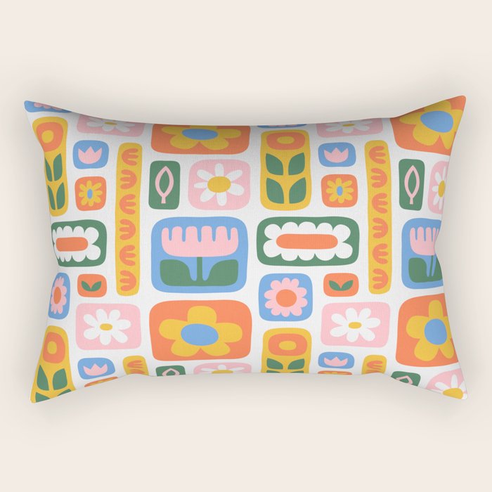 Vintage scandinavian floral art pattern Rectangular Pillow Gallery Image 1