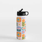 Vintage scandinavian floral art pattern Water Bottle Gallery Image 1