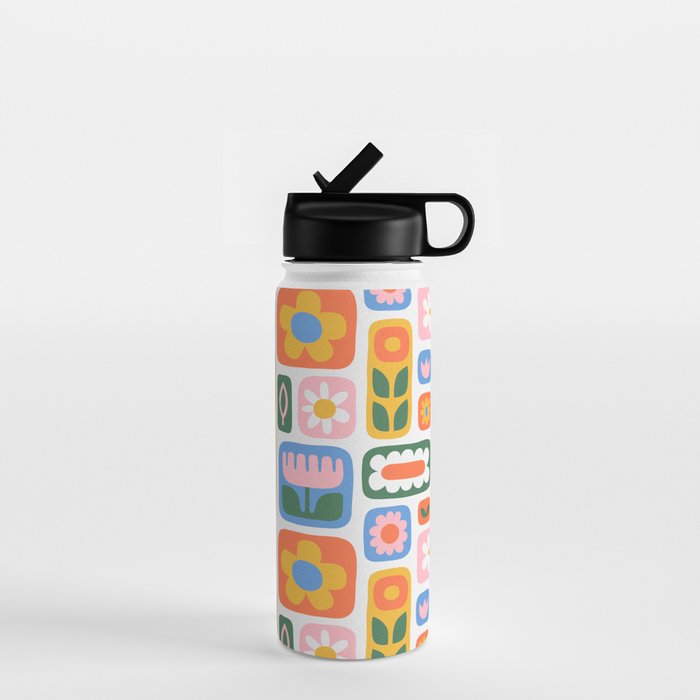 Vintage scandinavian floral art pattern Water Bottle Gallery Image 1