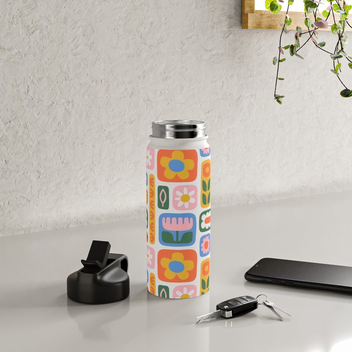 Vintage scandinavian floral art pattern Water Bottle Gallery Image 4