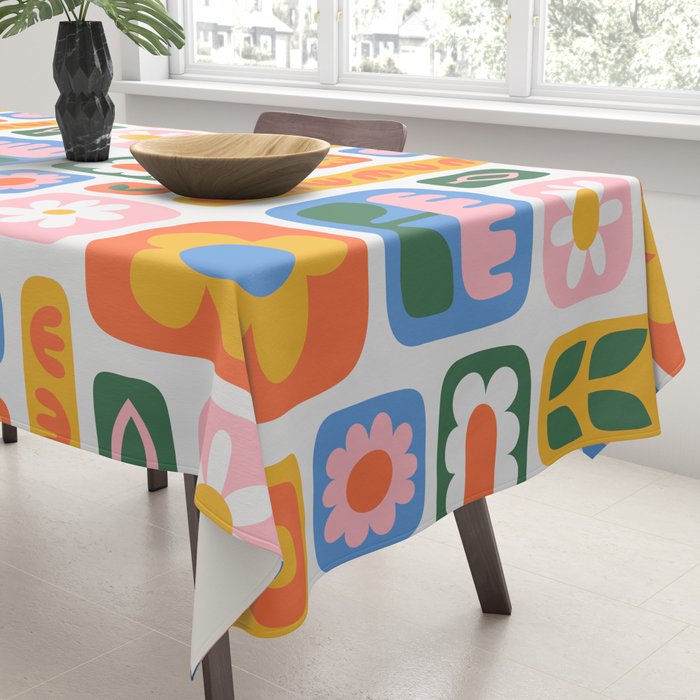 Vintage scandinavian floral art pattern Tablecloth Gallery Image 3