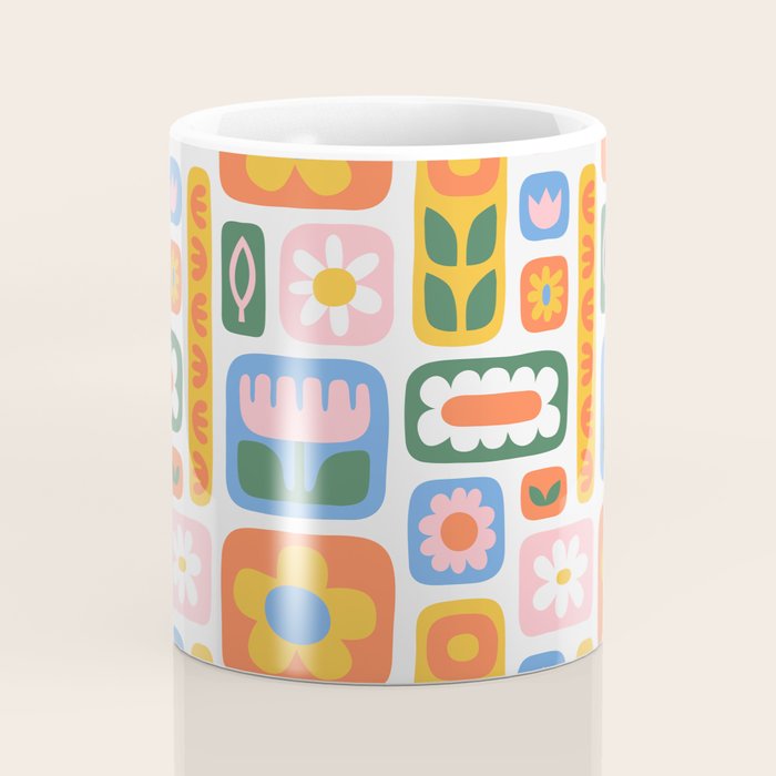 Vintage scandinavian floral art pattern Coffee Mug Gallery Image 4