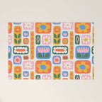 Vintage scandinavian floral art pattern Welcome Mat Gallery Image 1
