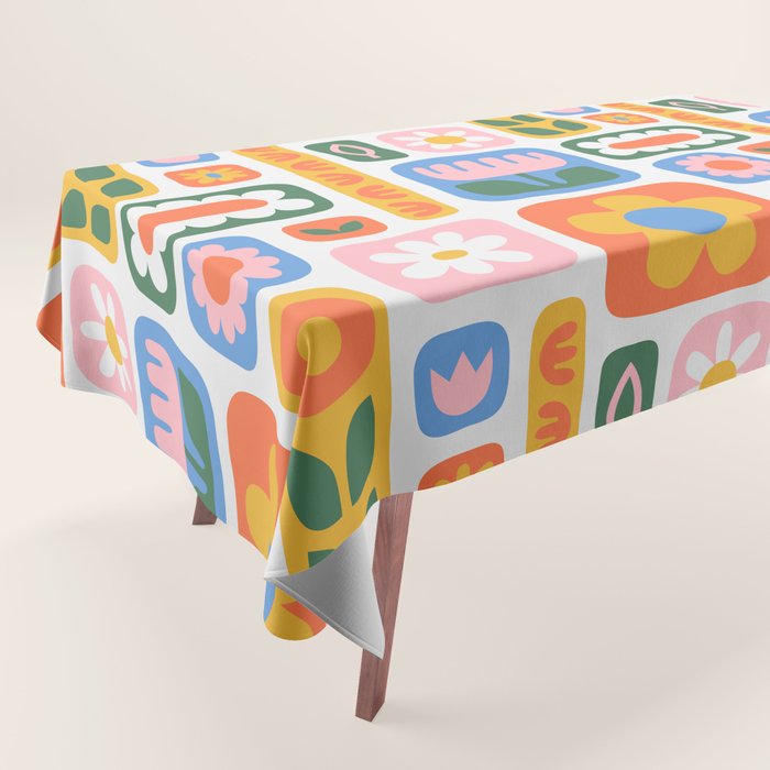 Vintage scandinavian floral art pattern Tablecloth Gallery Image 1