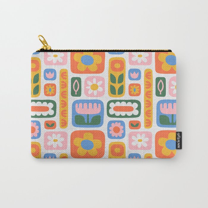 Vintage scandinavian floral art pattern Carry All Pouch Gallery Image 1