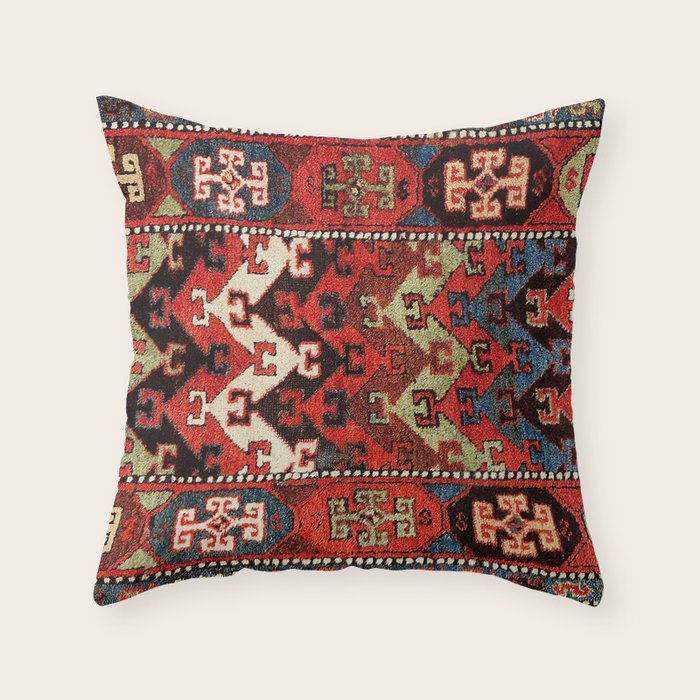 Kurdish East Anatolian Rug Print Throw Pillow Gallery Image 6