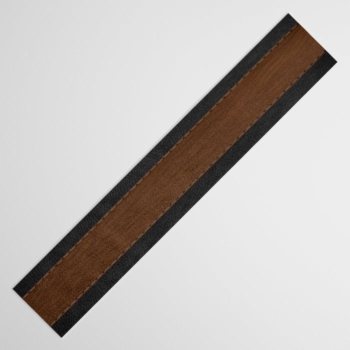 Image of a Brown & Black Stitched Leather Image Table Runner Gallery Image 3