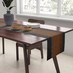 Image of a Brown & Black Stitched Leather Image Table Runner Gallery Image 2