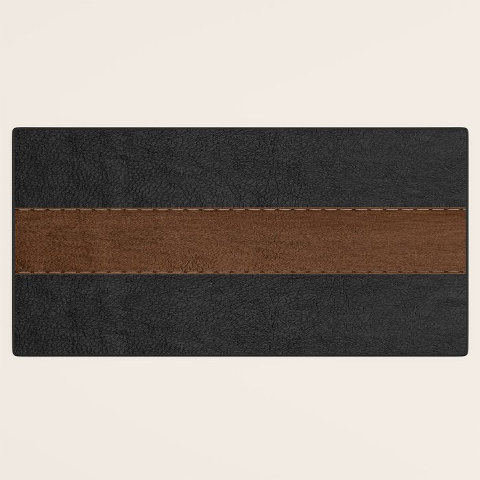 Image of a Brown & Black Stitched Leather Image Desk Mat Gallery Image 3