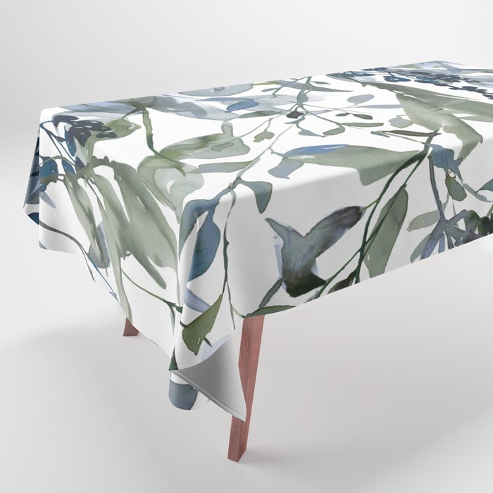 Watercolor Leaves Floral Prints Tablecloth Gallery Image 1