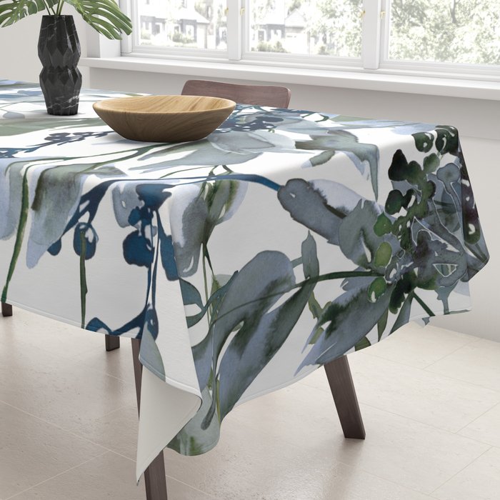 Watercolor Leaves Floral Prints Tablecloth Gallery Image 3