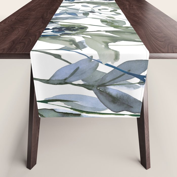Watercolor Leaves Floral Prints Table Runner Gallery Image 1