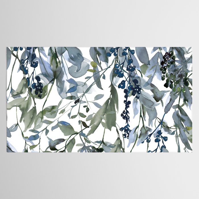 Watercolor Leaves Floral Prints Tablecloth Gallery Image 2
