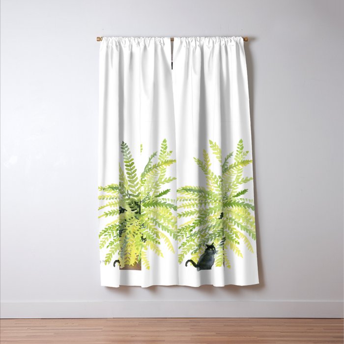 Cat and Fern Window Curtain Gallery Image 3
