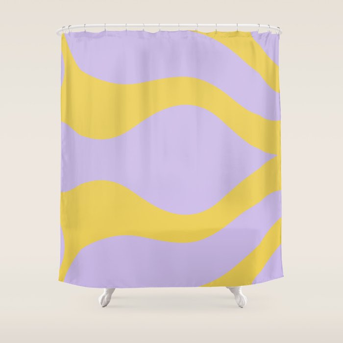 Wavy Land - Lime & Lilac Shower Curtain Gallery Image 1