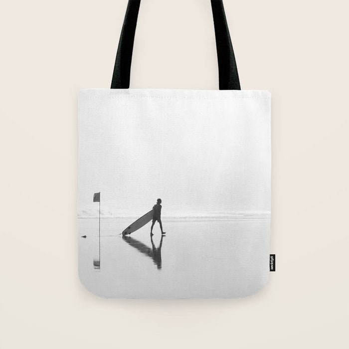 Modern Coastal Surfer Photography Tote Bag Gallery Image 1